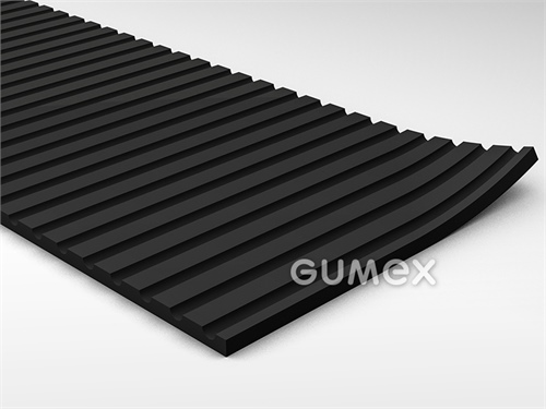 Gummiboden G 6, 4mm, Breite 1200mm, 80°ShA, SBR, gerillte Ausführung, -15°C/+70°C, schwarz, 